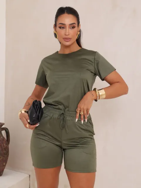 Conjunto Feminino Bermuda e Blusa Suede ⭐