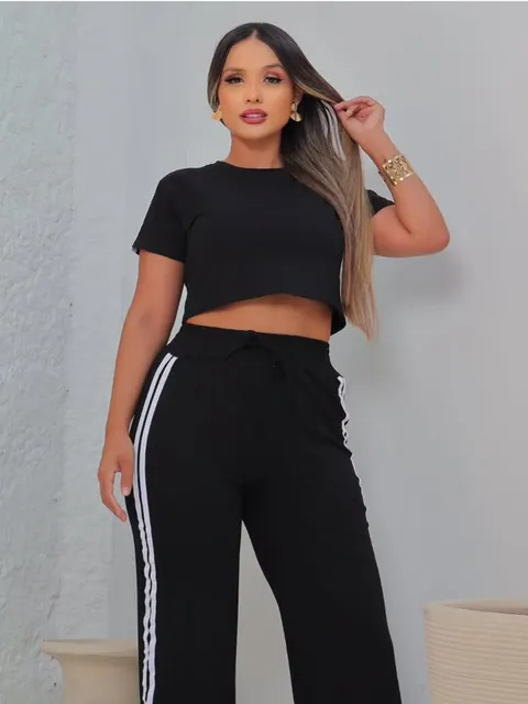 Conjunto Feminino Cropped e Calça ⭐