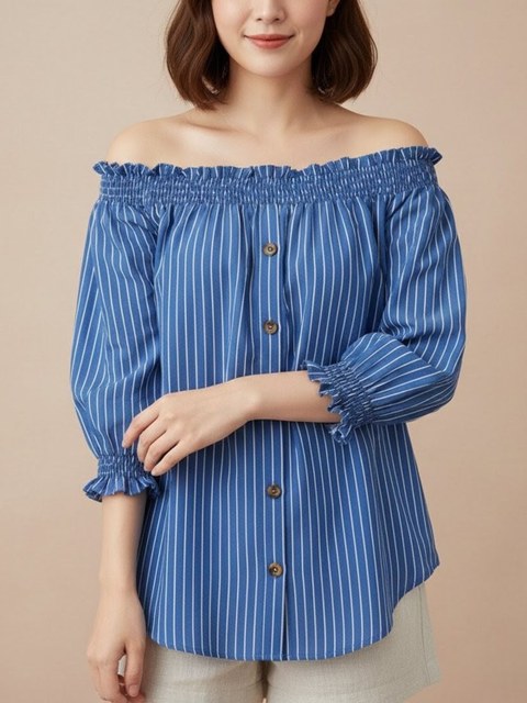 Blusa Feminina Tomara que Caia Cigana  Manga 3/4 Viscose ⭐