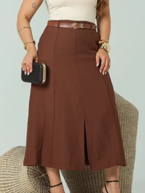 Saia Feminina Alfaiataria Sensorial com Cinto ⭐⭐