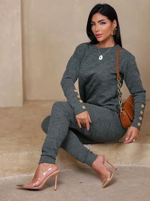 Conjunto Feminino Calça Malha Ribana ⭐⭐