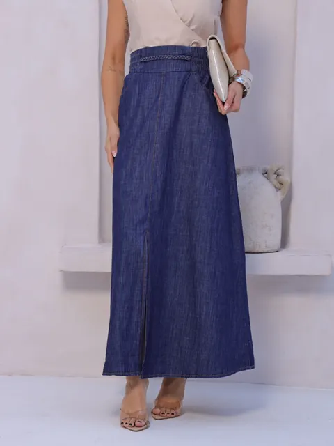 Saia Longa Jeans 100% Algodão ⭐