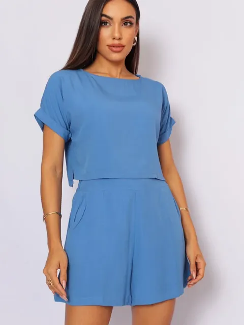 Conjunto Feminino Short + Blusa Manga Curta ⭐