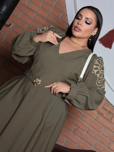 Vestido Midi Feminino Moda Evangélica Manga Longa
