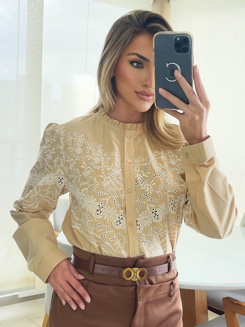 Camisa Manga Longa Com Bordado S2156