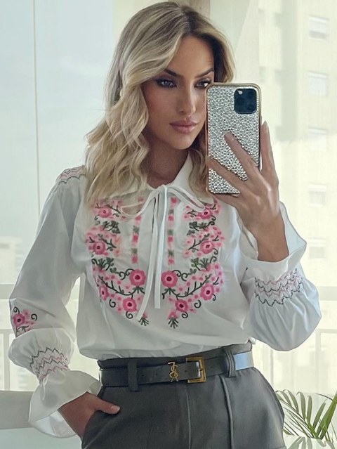 Camisa Bordada Com Elastex No Punho S2182