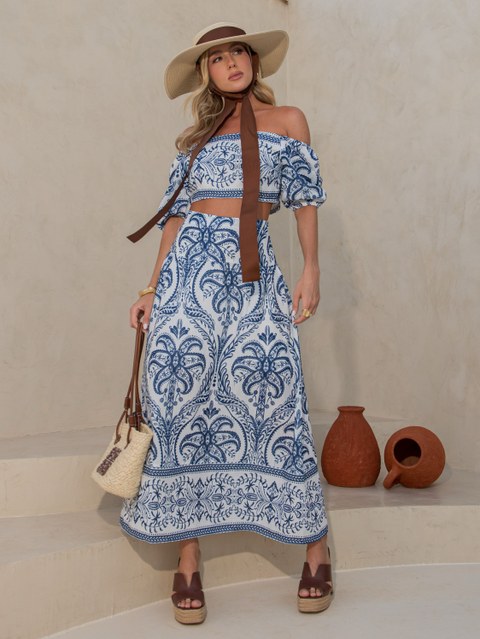 Conjunto estampa azulejo português YI1571