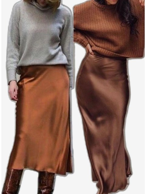 Saia cetim midi liso