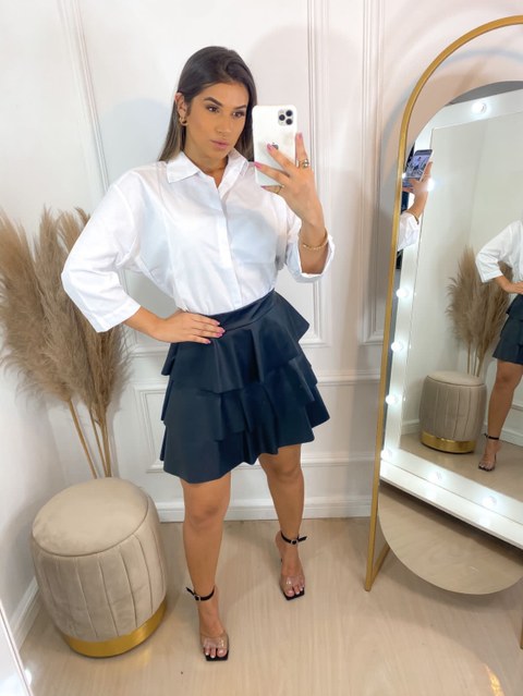 Saia courino babado