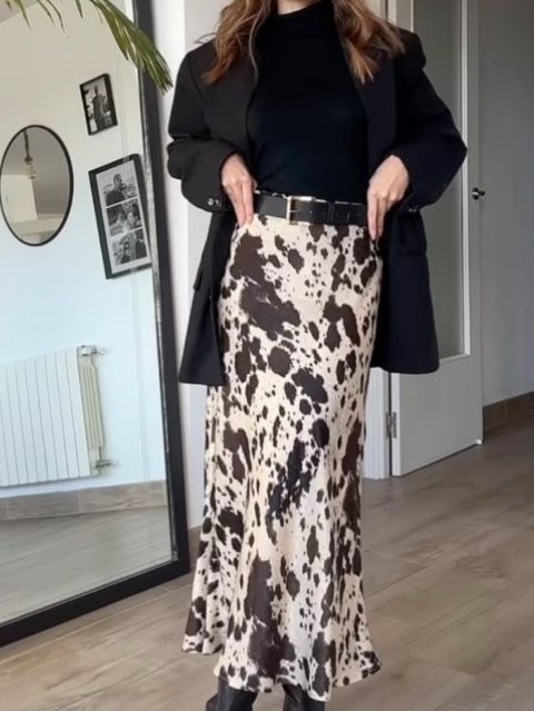 Saia cetim cow pront longa