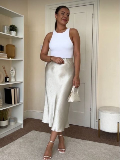 Saia cetim maxi midi