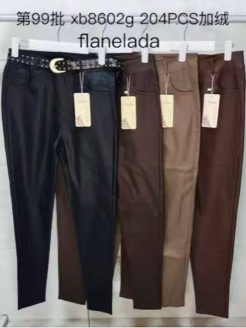 Calça resinada flanelada com elastano com cinto.wei060708