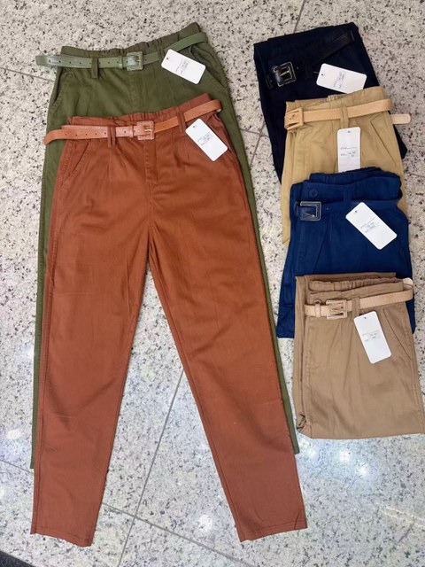 Calça sarja Adicione cinto e zíper wei060708