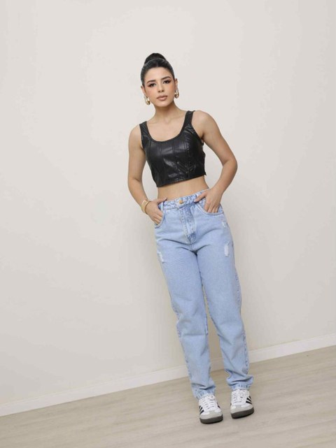 Calça mom jeans sem laicra
