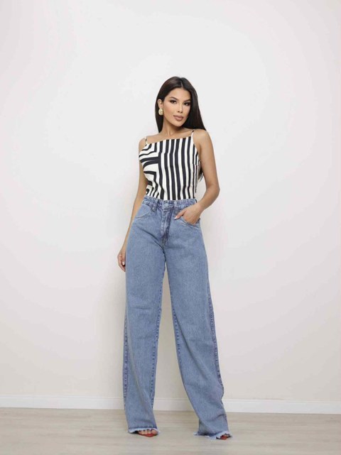 Calça jeans wide leg sem laicra