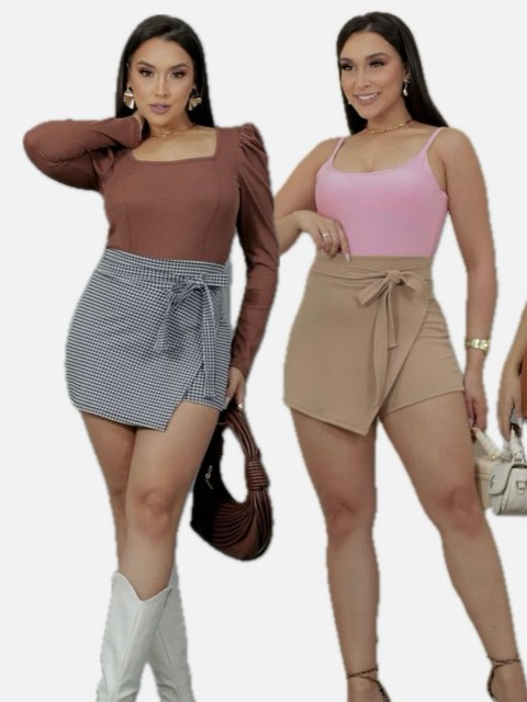 Short saia laço feminino blogueira