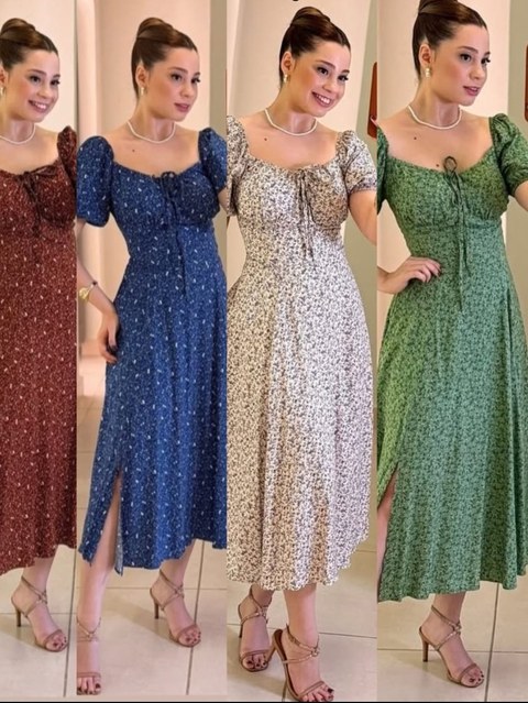 Vestido camponesa Midi