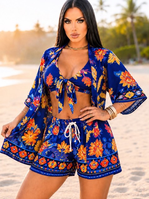 Kit com 6 Conjunto Kimono Feminino Verão Atacado