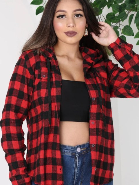 Kit 6 Camisas Xadrez Flaneladas Feminina com Capuz Atacado