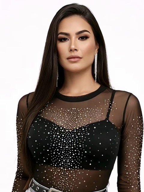 Kit 6 Body Tule com Pedraria Feminino Atacado Luxo