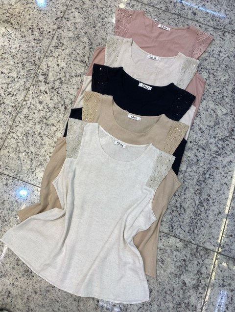 blusa lisa manga com brilho shu loja