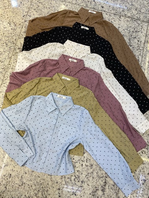 camisa com bolinha de cropped manga longa shu loja