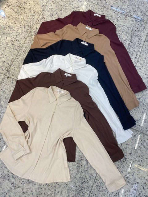camisa lisa com elastano manga longa shu loja