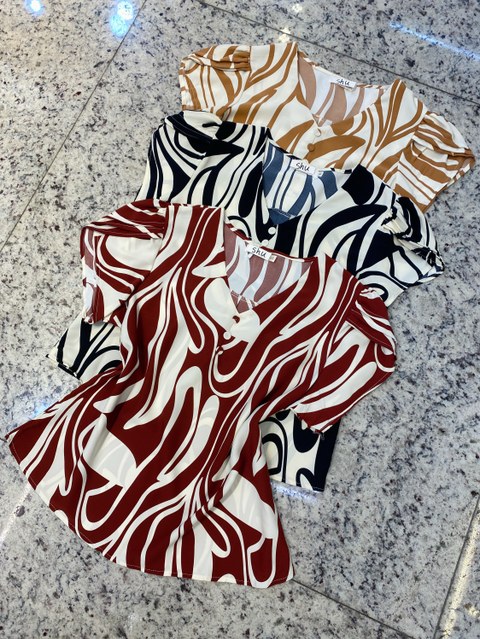 blusa estampada manga curta shu loja