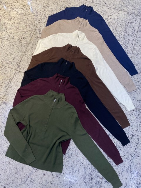 blusa de modal com zíper manga longa shu loja