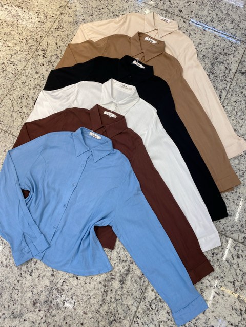 camisa de cropped com elastano manga longa  shu loja