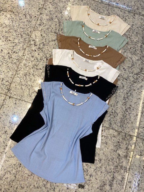 blusa com elastano manga curta shu loja