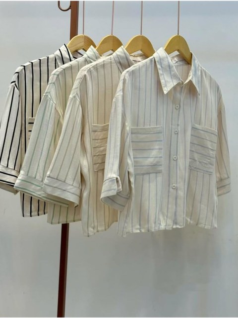 blusa de listra manga 3/4 shu loja