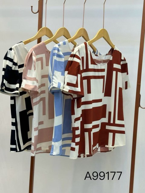 blusa estampada manga curta shu loja