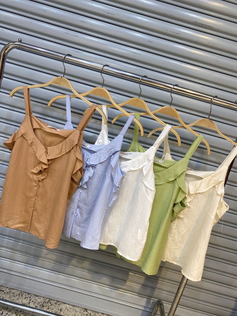 blusa de alça com babado shu loja