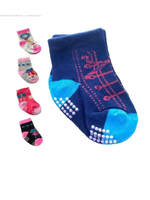 12 PARES MEIA BEBE ANTIDERRAPANTE TAM: 0-6 MESES (MENINA)