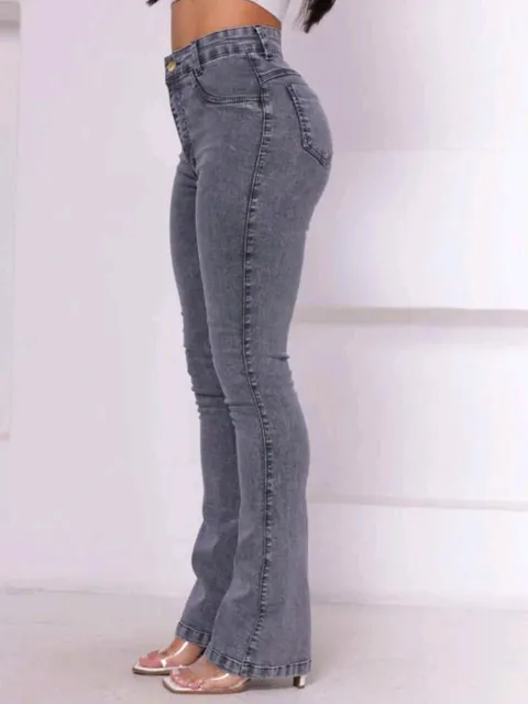 Calça flare grafite jeans feminina