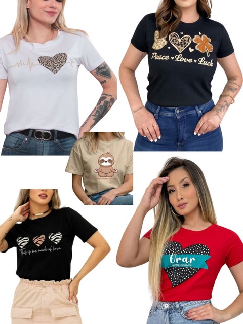 Kit 5 Blusa Estampadas E Cores Variadas Sem Repetir Verão De Fabrica Atacado Revenda