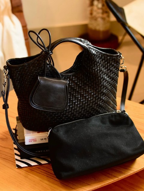 Bolsa Feminina Trançada Alça de Ombro e Transversal 08066