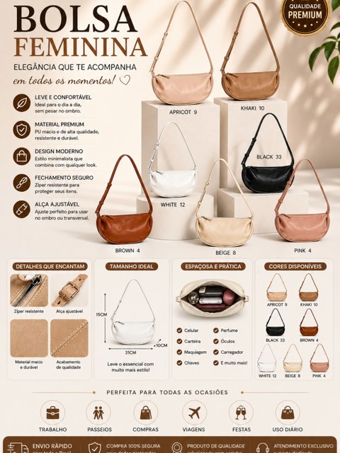 Bolsa Feminina Tiracolo Premium 2408