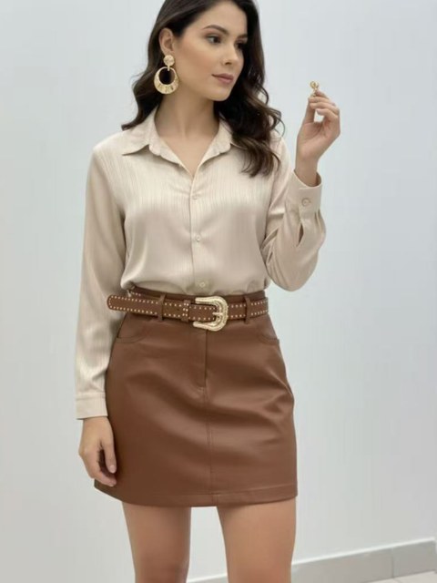 Saia resilnada com cinto tem elastano novidade linda