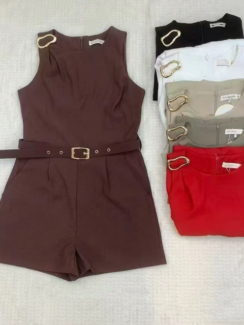 Macaquinho linho novo com cinto social novidade linda