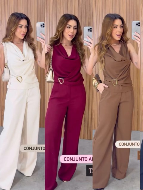Conjunto linho de alfaitaria social novidade muito linda