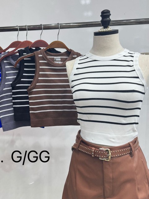 Regada algudao canelada curto listrada linda