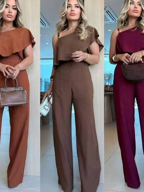 Conjunto linho marrante social novidade linda