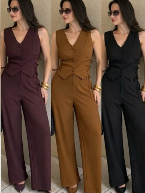 Conjunto linho de alfaitaria social novidade bem linda