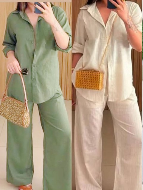 conjunto linho macio calça trás tem elástica novidade linda