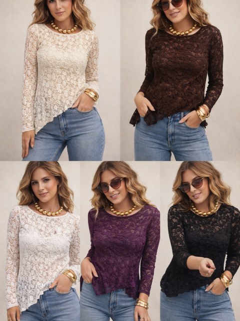 Blusa renda social moda novidade linda