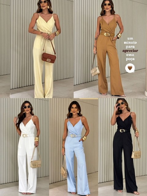 Macacão social com cinto novidade muito linda