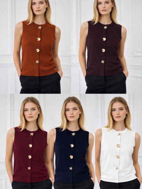 Colete motal macio com botão linda novidade