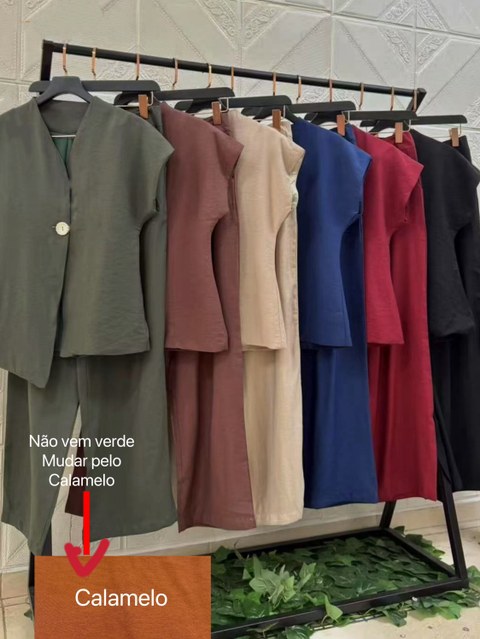 Conjunto linho marrante novidade linda